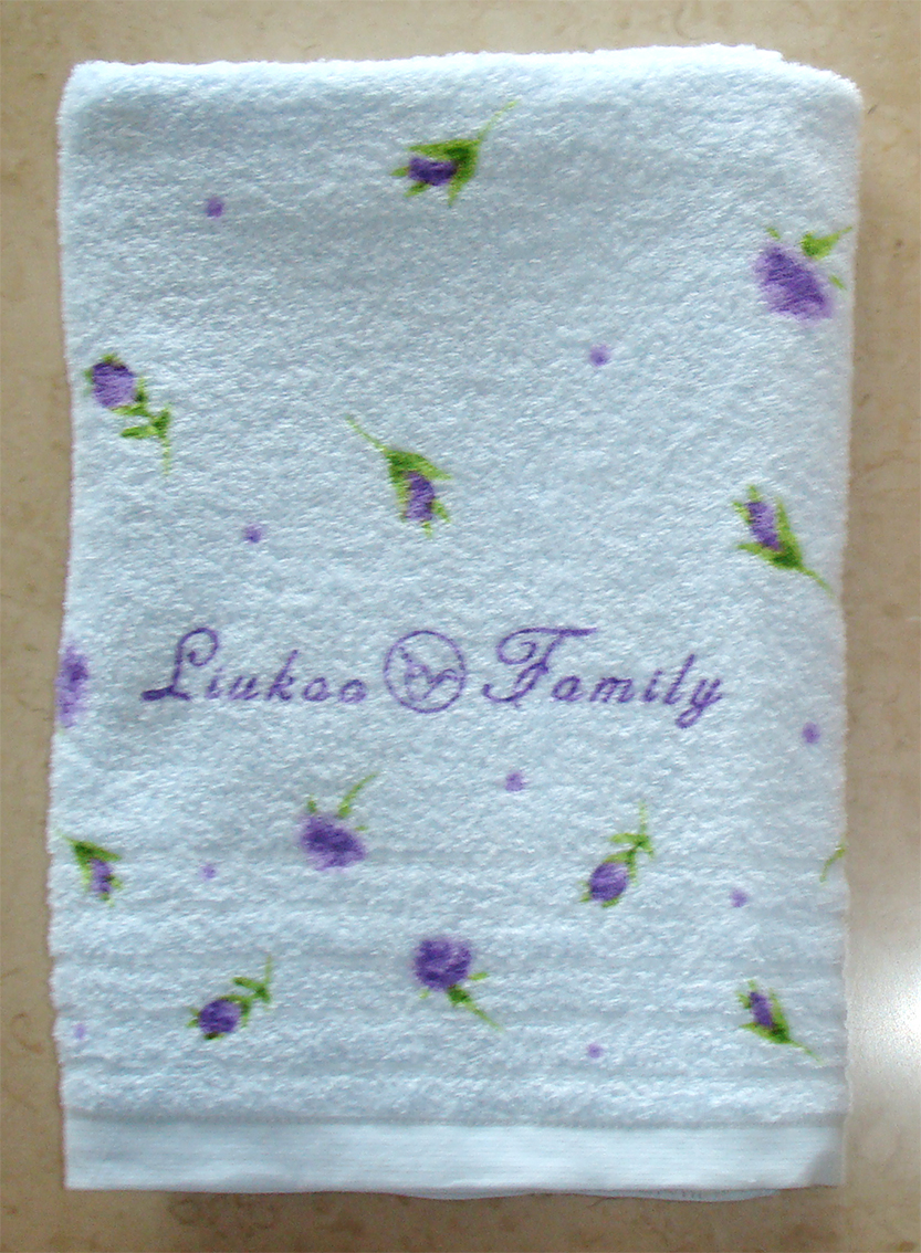 煙斗薔薇花浴巾(藍)