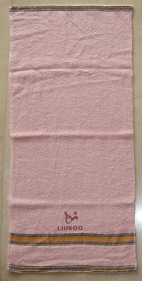 煙斗黑緞條毛巾(粉)