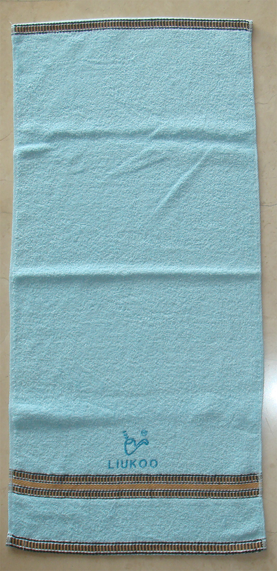 煙斗黑緞條毛巾(藍)