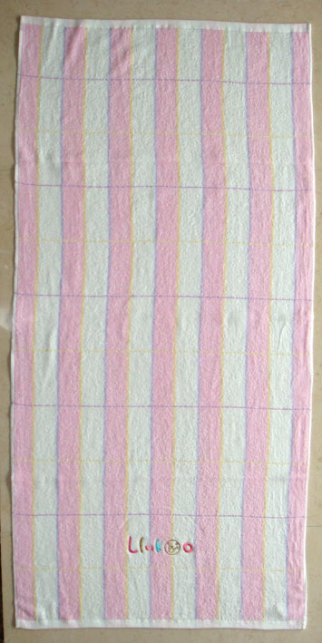 煙斗星格浴巾(粉)