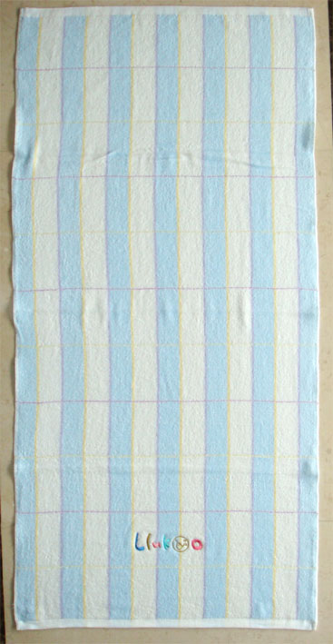 煙斗星格浴巾(藍)